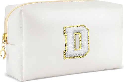 Miniatura 41 de URSKYTOUS Regalos para niñas, bolsa de maquillaje con inicial, bolsa de cosméticos personalizada con cremallera, bonita bolsa de aseo de viaje, Azul