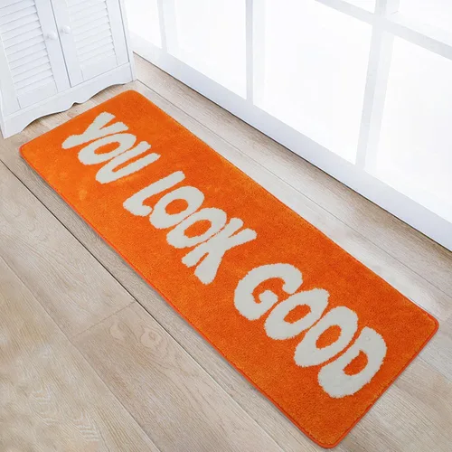 Miniatura 6 de Alfombra de baño con texto en inglés "You Look Good", alfombra larga para baño, divertida decoración de baño para bañera, dormitorio y ducha, 20 x
