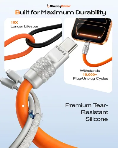 Miniatura 5 de chubbycable Chubby 2.0 USB C 240W Cable de carga rápida de silicona suave y duradero, cable de carga extra grueso compatible con iPhone 17-15 Series