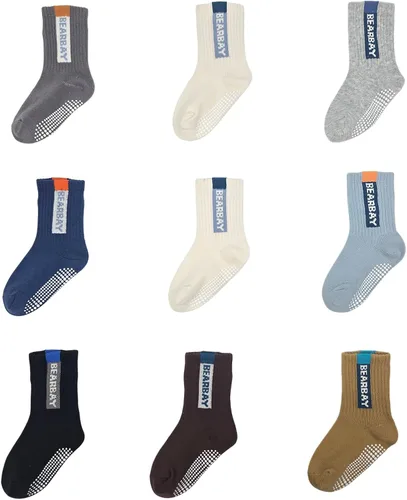 Miniatura 2 de Non-Slip Toddler Grip Socks with Anti Skid Soles, Unisex Cotton Crew Ankle Socks for Baby Boys Girls Kids