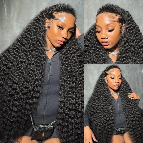 Miniatura 2 de 13x4 Deep Wave Lace Front Wigs Human Hair Pre Plucked 200 Density HD Transparent Lace Front Wigs Human Hair with Baby Hair Deep Curly Wigs Human