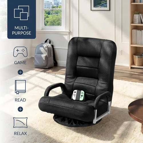 Miniatura 4 de Best Choice Products Silla Giratoria para Juegos de 360 Grados Silla de Piso Multiusos Mecedora para TV, Lectura, Jugar Videojuegos con Soporte
