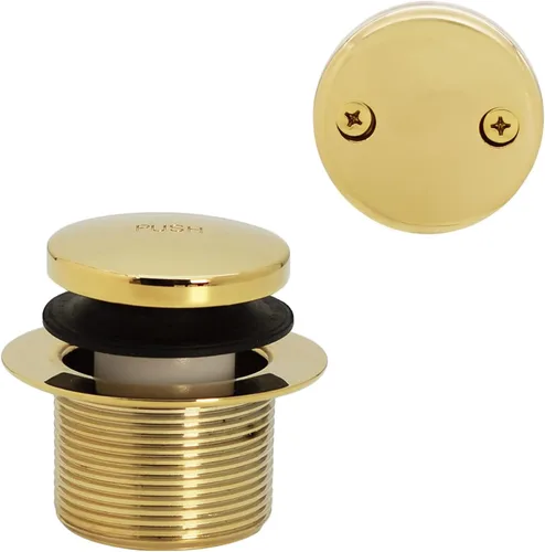 Miniatura 14 de Set de tapón de drenaje Westbrass con sistema de presión con el pie para bañera, con dos agujeros en placa frontal de desagüe, de metal pulido, Mate