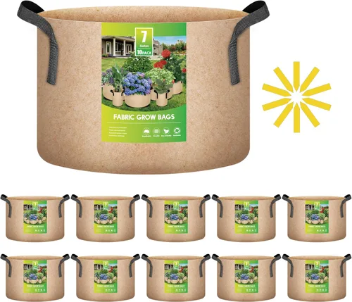 Miniatura 9 de iPower Paquete de 10 bolsas de 3 galones para plantas de tela no tejida gruesa resistente para cultivo de papas, contenedor duradero con aireación