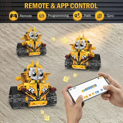 Miniatura 5 de Kit de construcción de robot STEM para niños de 8 a 16 años, juguetes robot 5 en 1 con aplicación y control remoto, 269 piezas de bloques