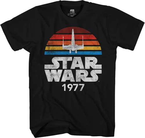 Miniatura 2 de STAR WARS 1977 Logo Rainbow X-Wing Camiseta para hombre