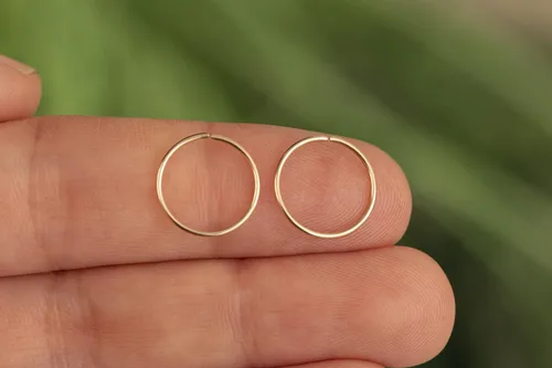Miniatura 114 de Aretes de aro de oro de plata – Aretes de aro para mujer, dos piezas de aros de plata fina rellenos de oro, aro de hélice, anillo de tragus, aro