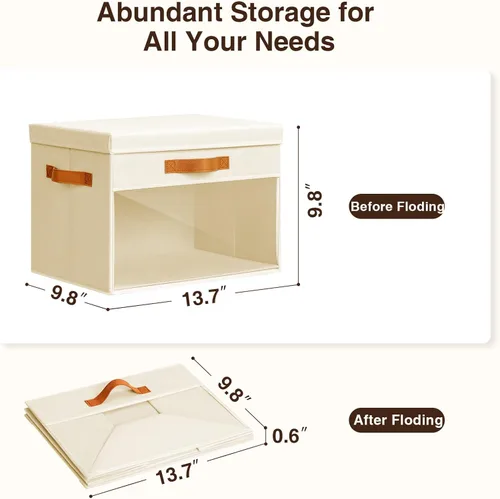 Miniatura 3 de Homsorout Contenedores de almacenamiento grandes con tapas, paquete de 3 organizadores decorativos plegables con ventanas y asas transparentes