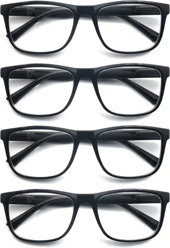 Miniatura 2 de Gafas de lectura 1.50 de gran tamaño cuadradas para hombres lectores marco negro paquete de 4, anteojos cómodos y ligeros para leer con bisagra