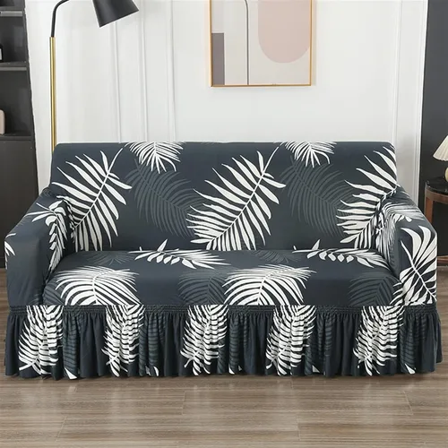 Miniatura 13 de MIPOPS Funda de sofá estampada elástica para sillón, fundas con patrón con falda lavable, protector de muebles de elastano para sala de estar