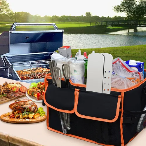 Miniatura 6 de Organizador grande para parrilla con soporte para toallas de papel, organizador de barbacoa para utensilios, condimentos, organizador de picnic