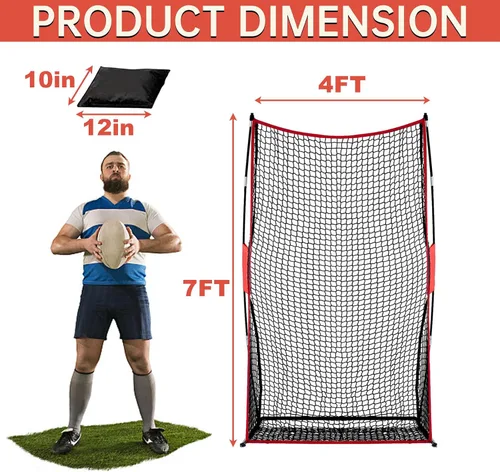 Miniatura 4 de Red de tiro de fútbol para patadas – Base de hierro resistente de 4 x 7 pies para práctica de patio trasero, entrenamiento portátil de mariscal