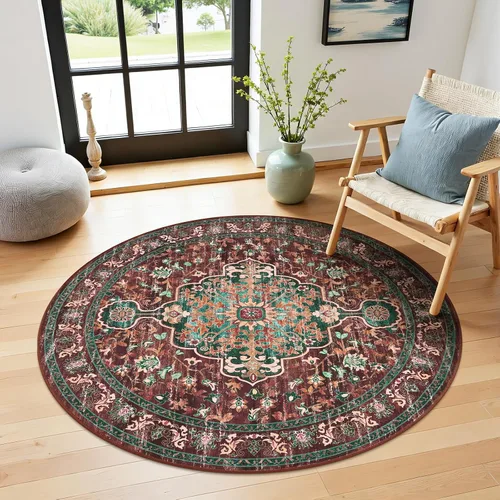 Miniatura 86 de U'Artlines Alfombra de Área Bohemia Lavable, 2x3 Pequeña Suave Antideslizante Vintage Felpudo para Puerta Frontal Interior Alfombra Verde