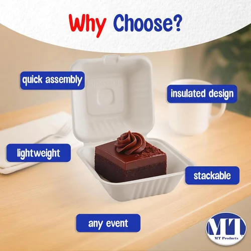 Miniatura 5 de MT Products White Cake Slice Contenedor de 6 x 6 x 3 pulgadas, contenedor desechable para alimentos, paquete de 30