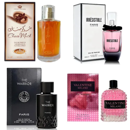 Miniatura 26 de AFLUXE Set de perfume para mujer, 4 piezas, colección Eau De Parfum de larga duración, almizcle Choco/Milano Mujer/6pm Rosa/7AM Fresh