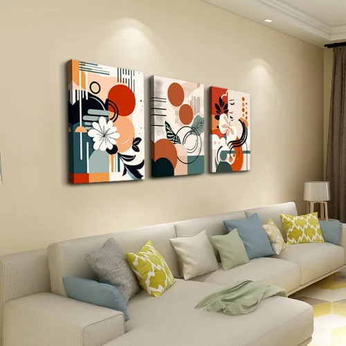 Miniatura 2 de MHARTK66 Lienzo decorativo para pared para dormitorio y sala de estar, pintura de pared de flores boho y vintage, arte abstracto, listo para colgar