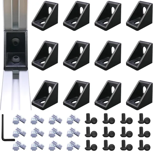 Miniatura 19 de 20 juegos de conectores de perfil de aluminio serie 1010, 20 soportes de esquina 1010, 40 tuercas en T, 40 tornillos hexagonales y 1 llave