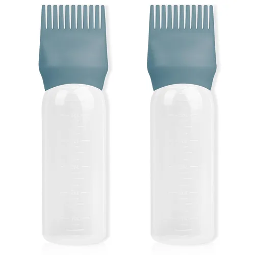 Miniatura 10 de Paquete de 2 botellas aplicadoras de peine de raíz, aplicador de aceite para el cabello de 6 onzas, herramientas de botella de tinte con dispensador