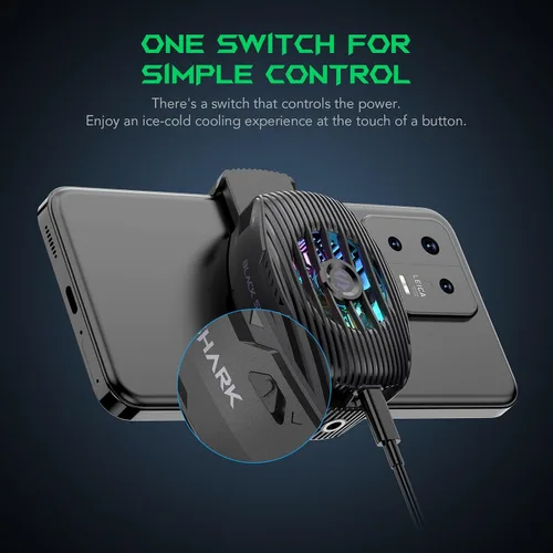Miniatura 7 de Enfriador de teléfono Black Shark para juegos FunCooler 5 NEO, ventilador de enfriamiento de teléfono móvil con cable, ligero y silencioso con luz