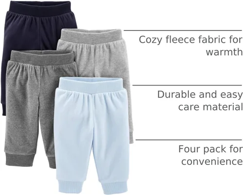 Miniatura 16 de Simple Joys by Carter's Paquete de 4 pantalones de forro polar unisex para bebé