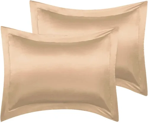 Miniatura 13 de PiccoCasa Paquete de 2 fundas de almohada de satén para cabello y piel, fundas de almohada Euro Sham suaves y sedosas Oxford con cierre de sobre
