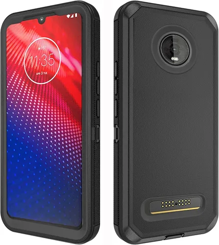 Asuwish Funda de teléfono para Moto Z4/Moto Z 4 Play/MotoZ4 Force Funda híbrida resistente a prueba de golpes Accesorios móviles Motorola 4Z Negro