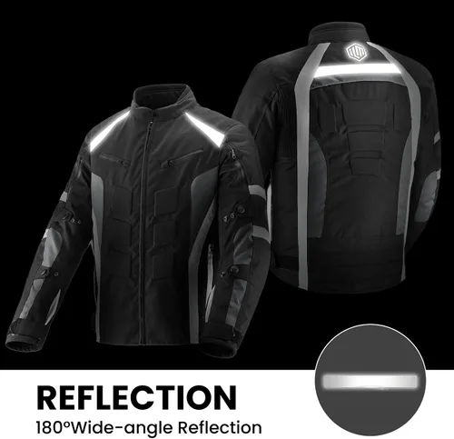 Miniatura 6 de Chaqueta de motocicleta ILM con armadura CE para hombres Enduro Touring Dualsport, resistente al agua, textil, para todo tipo de clima B02 Blanco