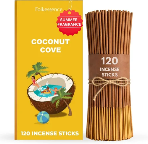 Miniatura 20 de Folkulture Juego de 6 varillas de incienso de primera calidad para playa, vacaciones de verano, sin carbón, orgánico, no tóxico, 45 minutos