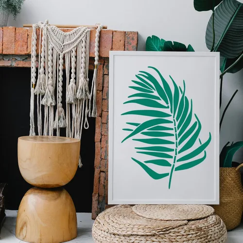Miniatura 4 de 2 plantillas de hojas grandes para pintar en las paredes, 12 x 16 pulgadas, plantillas reutilizables de hojas de palma, selva tropical, plantillas