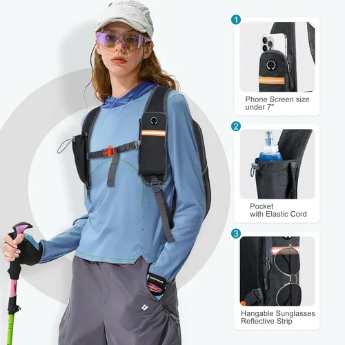 Miniatura 2 de FIORETTO Mochila de senderismo de 15L para mujeres y hombres, mochila mini plegable, mochila ligera pequeña para acampar, viajar, actividades al