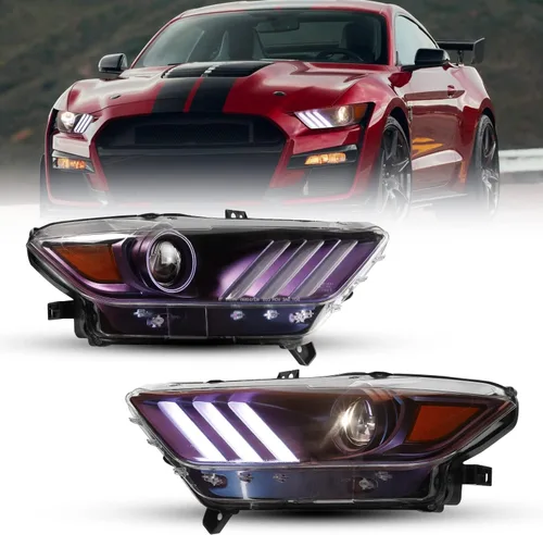 CPW Faros delanteros de proyector compatibles con Ford Mustang Coupe y convertible 2015-2017 [Ford Shelby GT350 2016-2020] [2020-2021 Ford Shelby