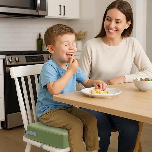 Miniatura 2 de Eiury Asiento elevado para mesa de comedor, asiento elevador para silla de cocina, cojín de poliuretano impermeable con correas de hebilla Verde