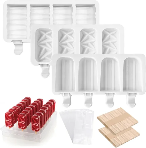 Miniatura 13 de Popsicle Mold Silicone Popsicle Molds,10-Cavity Homemade Popsicle Moulds,Easy Release Ice Pop Maker,BPA Free,with 100 Popsicle Sticks 100 Popsicle