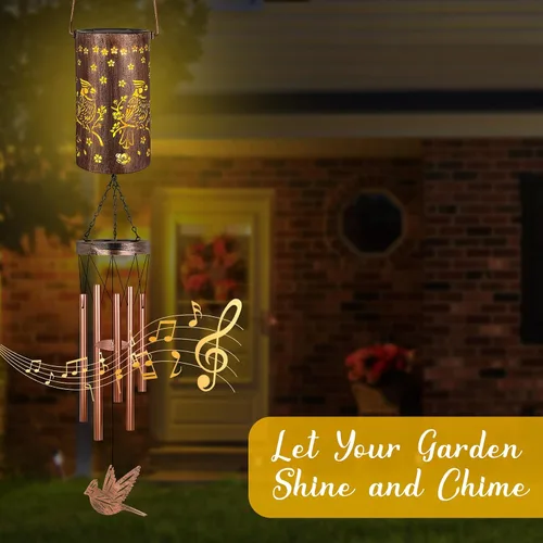 Miniatura 7 de YHmall Campanillas de viento Cardinal para exteriores, luces colgantes solares, campanillas de viento al aire libre, regalos Cardinal para mujeres