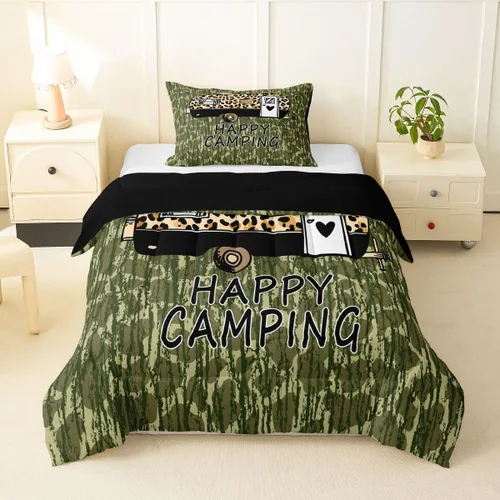 Miniatura 12 de Erosebridal Juego de edredón de pesca tamaño individual para hombres, juego de ropa de cama de peces de lubina para pescadores, niños de caza