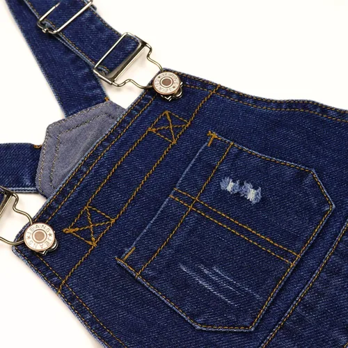 Miniatura 11 de KIDSCOOL SPACE Pantalones de mezclilla ajustados para bebés y niños pequeños, overol de mezclilla con bolsillo grande rasgado