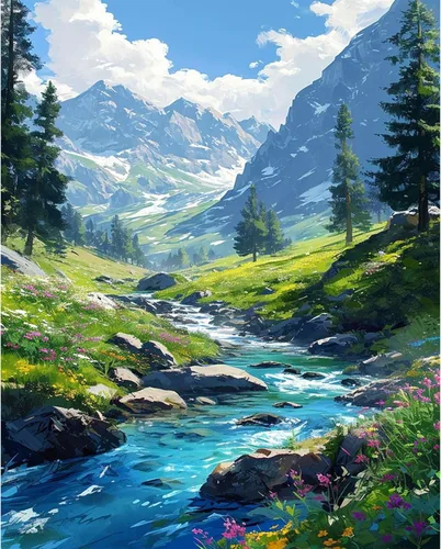 Miniatura 30 de HITO Kit de pintura de paisaje por números para adultos, Aurora para adultos, kits de pintura por números sobre lienzo para regalo, decoración