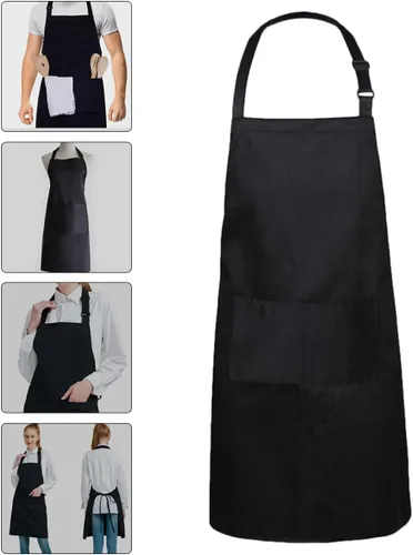 Miniatura 6 de UPKOCH 2pcs Black Kitchen Aprons for Men and Women, Multi-functional Cooking and Bbq Work Apron with Adjustable Straps, 70x75cm Food Service