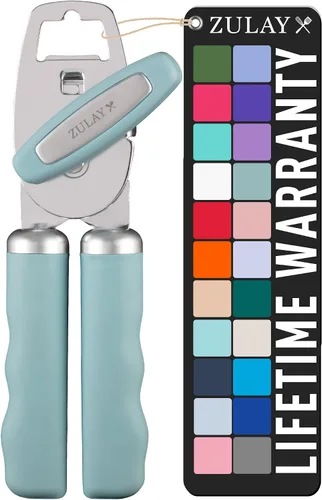 Miniatura 14 de Zulay Kitchen Abrelatas manual de acero inoxidable resistente con abridor de botellas, abrelatas manual a prueba de óxido con perilla giratoria