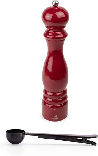 Peugeot Paris u'Select - Juego de regalo de molino de sal de 12 pulgadas, color rojo pasión, con cuchara para especias de acero inoxidable, clip
