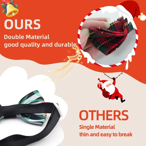 Miniatura 6 de PAWCHIE Corbatas de moño para perro de Halloween, 6 piezas, lindo collar de perro, accesorios de collar de aseo ajustable, pajaritas para perros