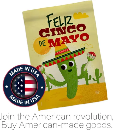 Miniatura 5 de Feliz Cinco de Mayo Bandera de jardín – Fiesta de verano, cactus piñata, sombrero mexicano fiesta al aire libre – Cartel de decoración de la casa