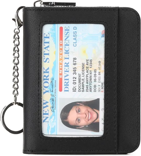Miniatura 8 de GAEKEAO Billetera de cuero para mujer con bloqueo RFID, tarjetero compacto, pequeño, con ventana para identificación, bolsillo con cremallera