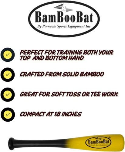 Miniatura 2 de BamBooBat de PINNACLE SPORTS EQUIPMENT INC. - Bate de béisbol y sóftbol de madera de una mano para adultos - 45,7 cm o 53,3 cm