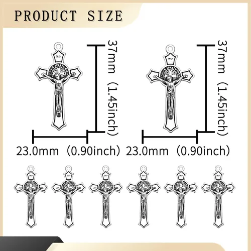 Miniatura 2 de 30 dijes de plata antigua con cruz de Jesús crucifijo y Cristo para hacer manualidades, accesorios para bricolaje, collar, pulsera