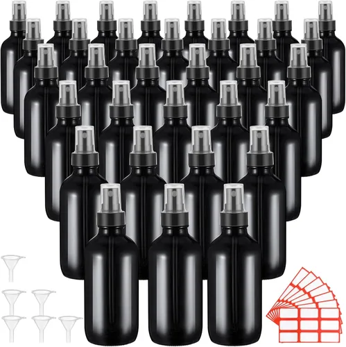 Miniatura 12 de Fumete 36 botellas de spray de vidrio de 4 onzas, botella de spray de vidrio de niebla fina, recipientes de líquido recargables con 6 etiquetas, 6