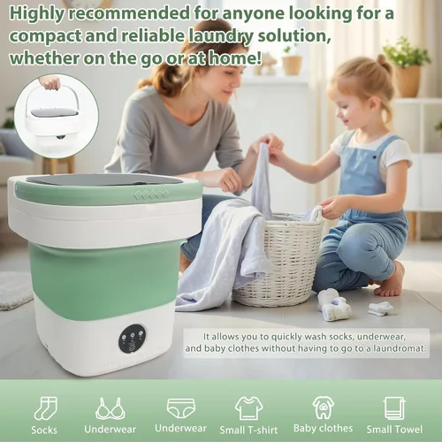 Miniatura 6 de 20L Portable Washing Machine, Foldable Mini Washer with Spin Dryer, 3 Wash Modes for Baby Clothes, Underwear, Travel, RV, Dorm & Apartment