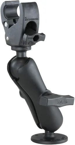 RAM Mounts Soporte estabilizador de motor de arrastre con abrazadera de garra dura y placa redonda, bola de tamaño C de 1.5 pulgadas, montaje en