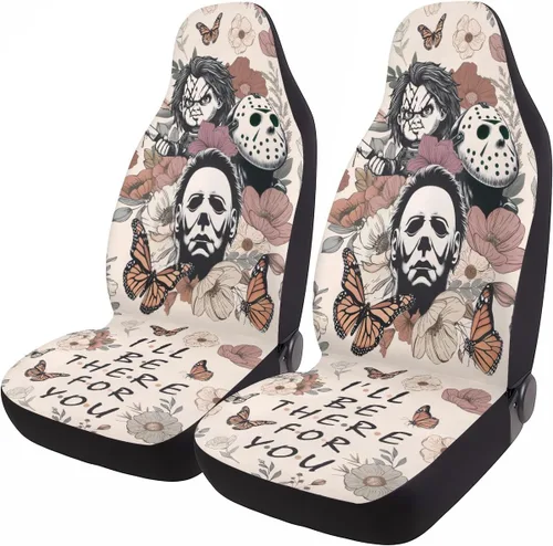 Miniatura 76 de GENANY Horror Nightmare Skellington - 2 fundas de asiento delantero para automóvil, camión, SUV, regalos de Navidad, funda de asiento de cubo