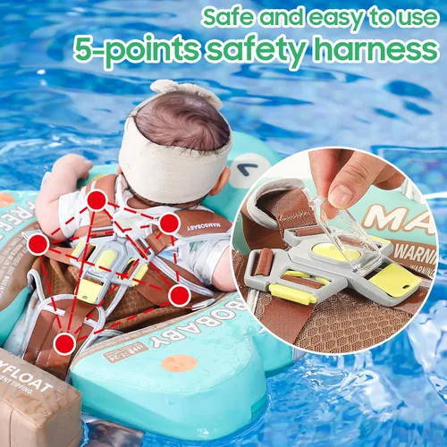 Miniatura 7 de Mambobaby Flotador con cola y toldo no inflable para bebé, flotador Mambo Flotador inteligente de natación para bebé, flotador de piscina para niños